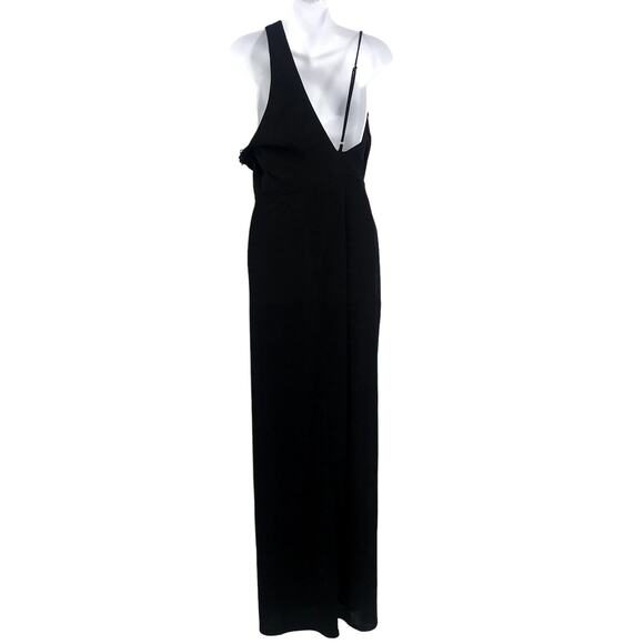 Katie May A Cut Above Gown M Asymmetric Mesh Cutout One Shoulder High Slit NWT - Picture 3 of 13